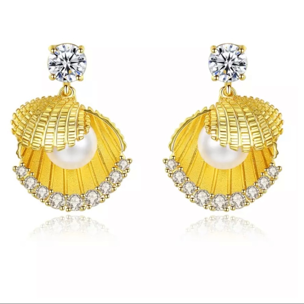 Elegant Gold and Silver Shell Earrings